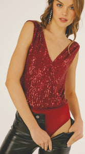 Surplice Sequin Bodysuit