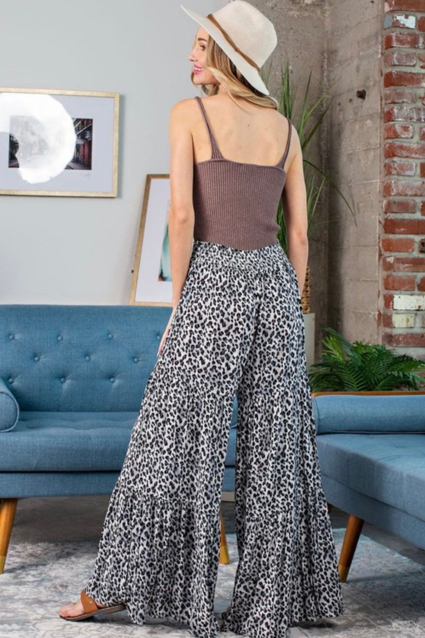 Wide Leg Animal Print Pants