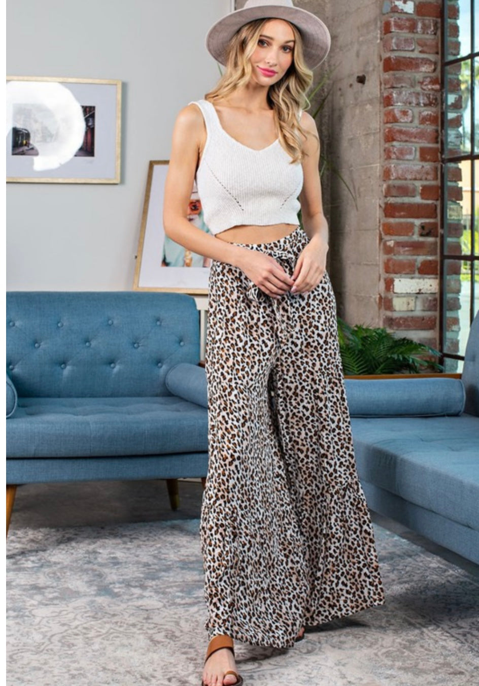 Wide Leg Animal Print Pants