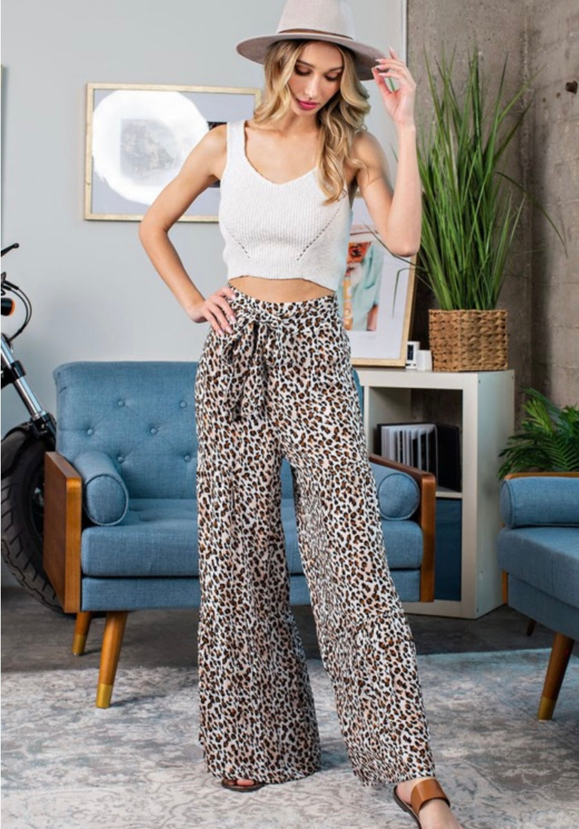 Wide Leg Animal Print Pants