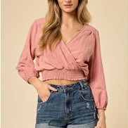 Linen Smocked Off Shoulder Top