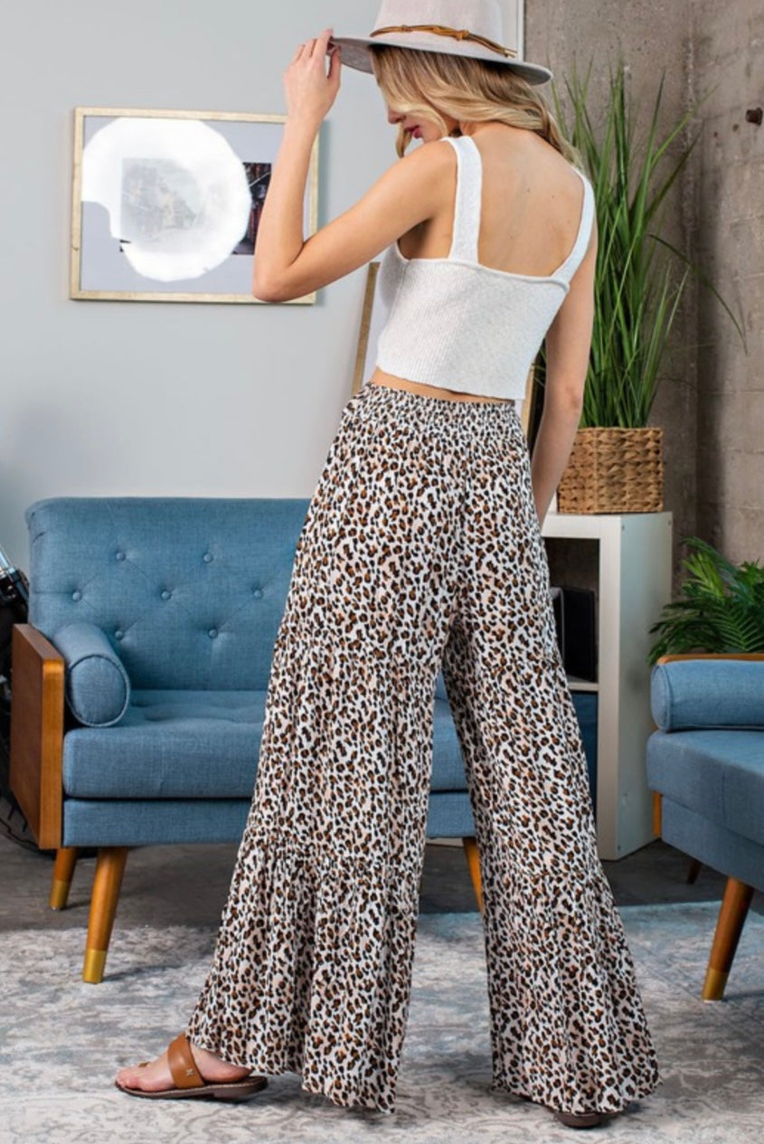 Wide Leg Animal Print Pants