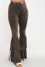 Load image into Gallery viewer, Gray High Waisted Fringe Bottom Pants
