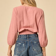Linen Smocked Off Shoulder Top
