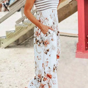 White Floral and Striped Jumpsuit