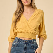 Linen Smocked Off Shoulder Top