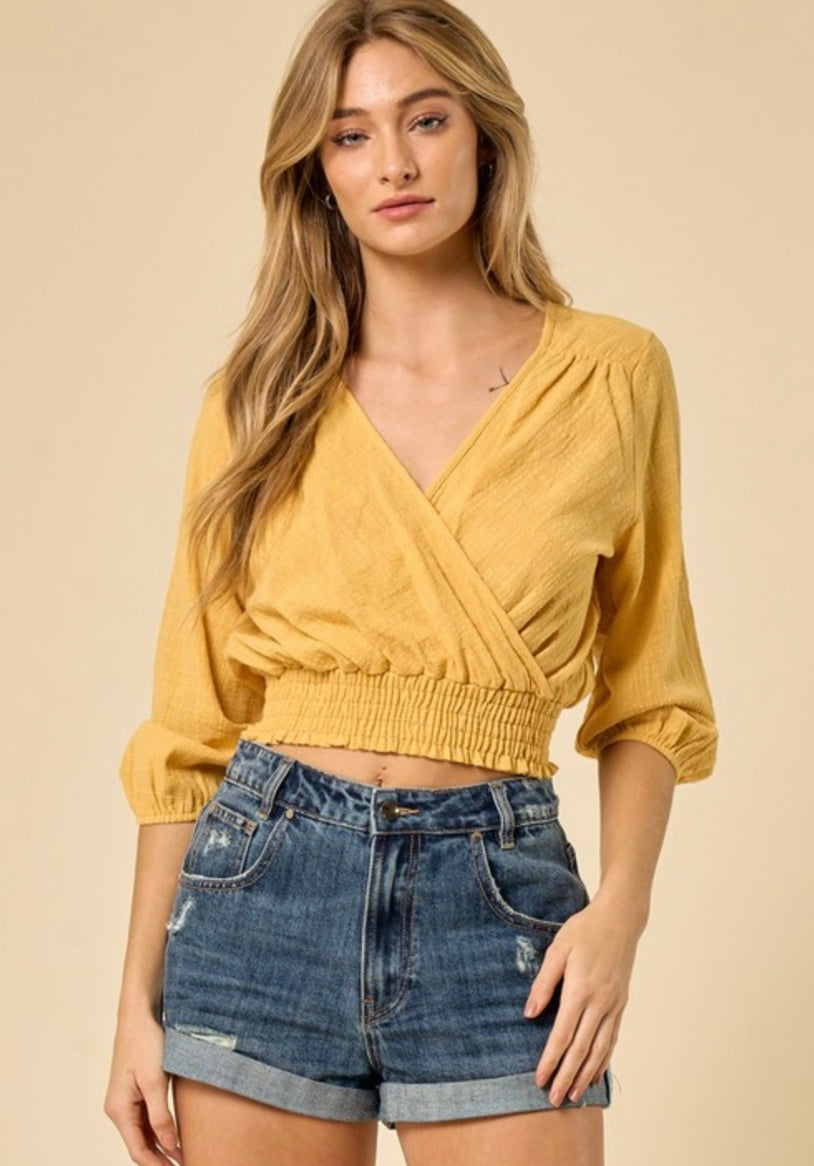 Linen Smocked Off Shoulder Top