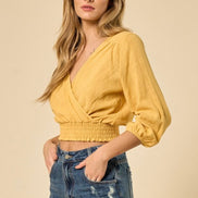 Linen Smocked Off Shoulder Top