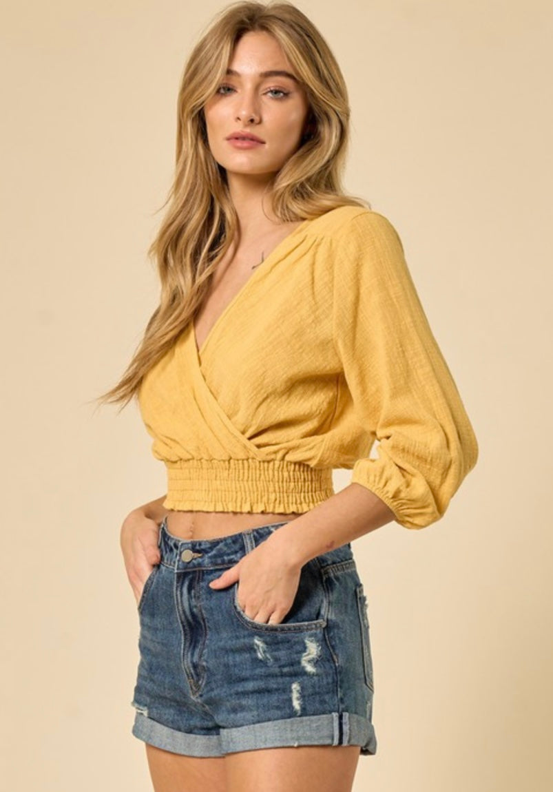 Linen Smocked Off Shoulder Top