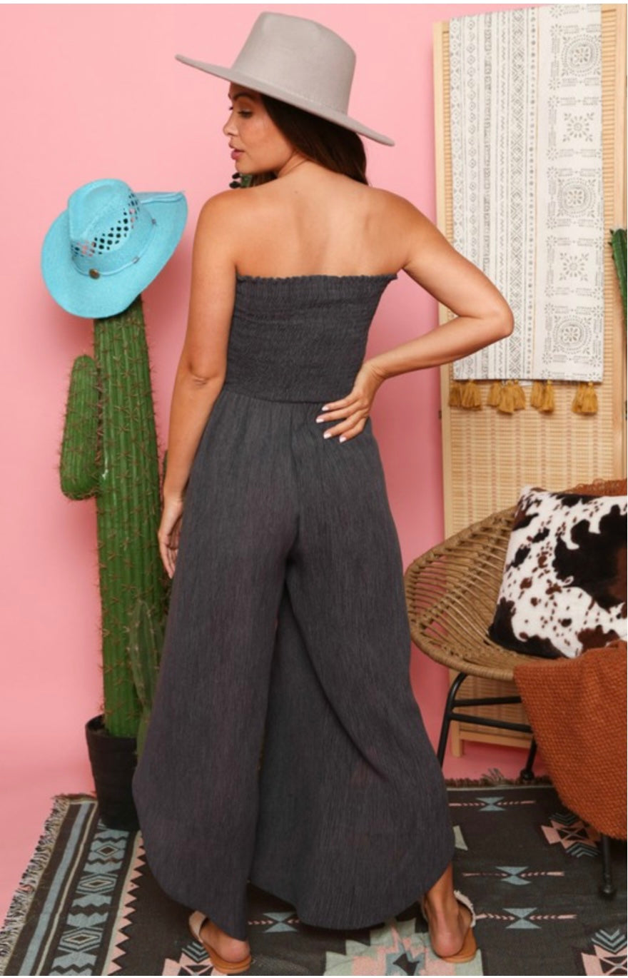 Smocked Sleeveless Linen Jumper