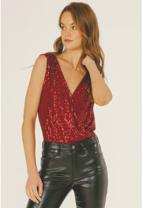 Surplice Sequin Bodysuit