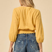 Linen Smocked Off Shoulder Top